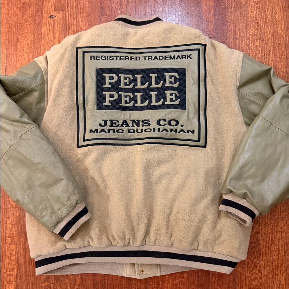 Pelle Pelle Men's Beige and Olive Bomber Jacket